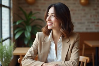 Femme élégante avec nouvelle coupe de cheveux