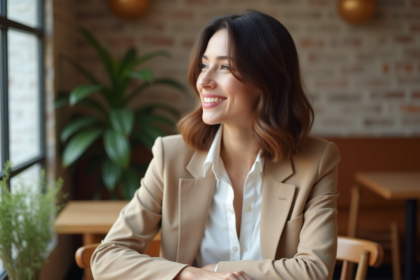 Femme élégante avec nouvelle coupe de cheveux