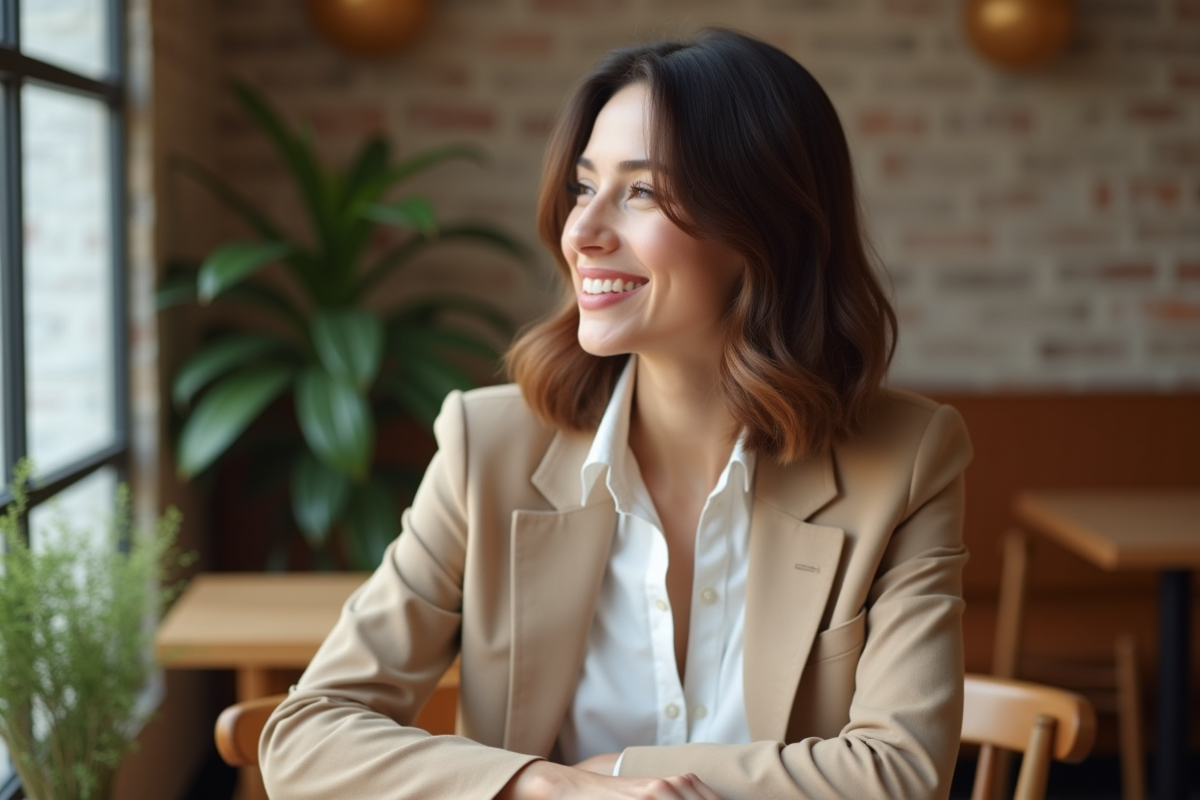 Femme élégante avec nouvelle coupe de cheveux