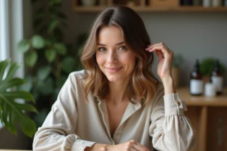 Cheveux brillants après un lissage organic naturel et respectueux
