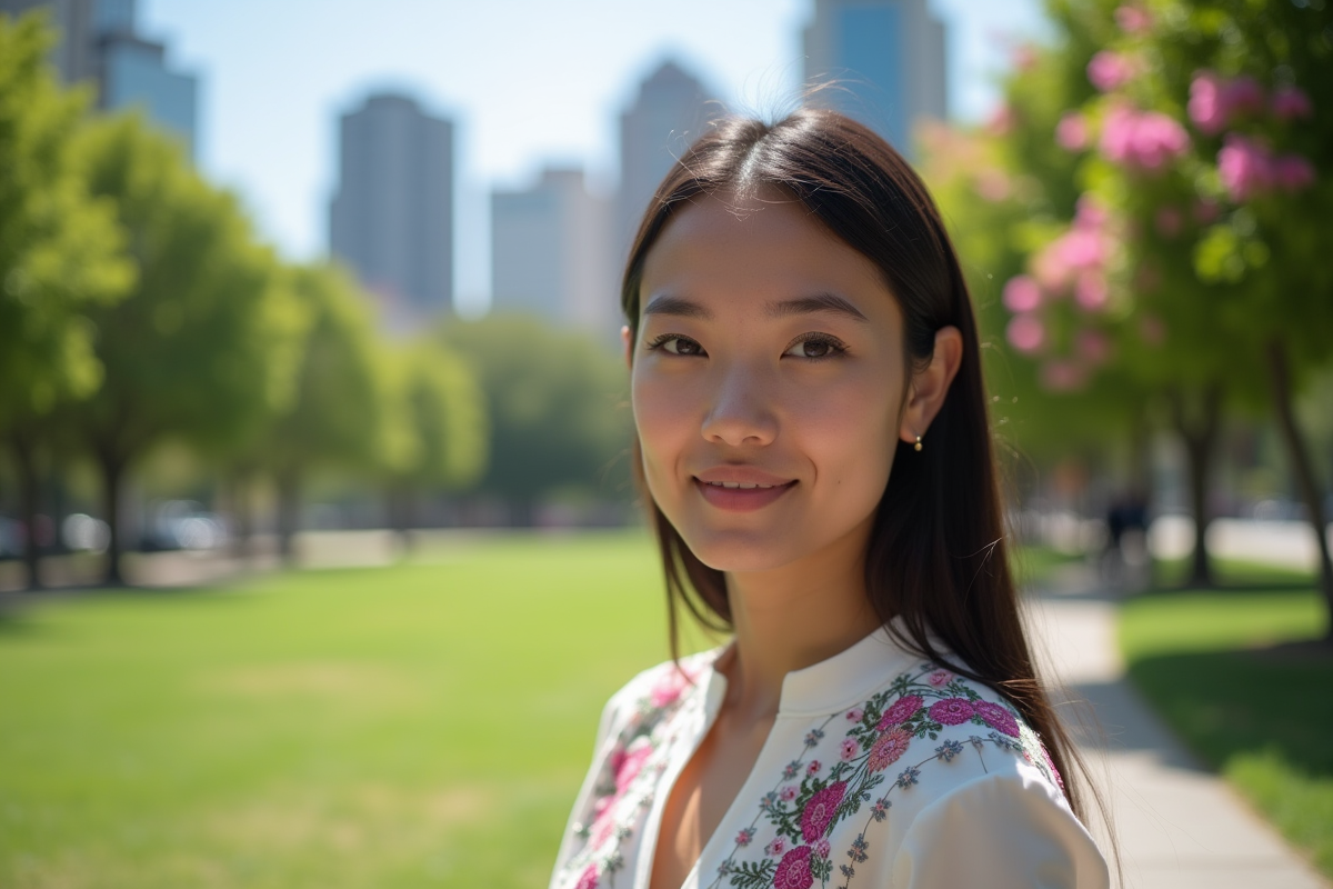 Jeune femme sud-américaine en portrait en plein air